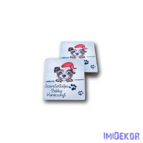 Karácsonyi négyzet 5db/csomag 5,8x5,8cm - Kutyás