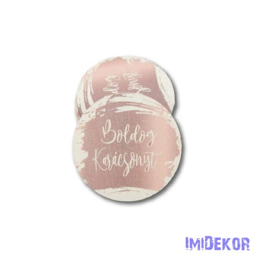 Kerek karácsonyi 5cm 5db/csomag - Boldog Karácsonyt Rosegold-fehér