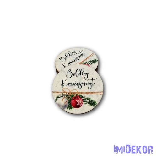 Kerek karácsonyi 5cm 5db/csomag - Boldog Karácsonyt fehér márvány