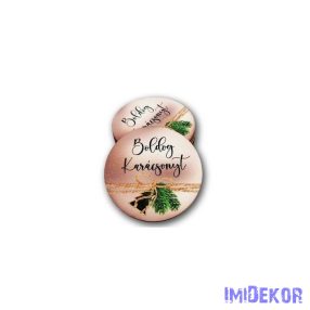   Kerek karácsonyi 5cm 5db/csomag - Boldog Karácsonyt Rosegold dísszel