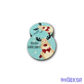 Kerek karácsonyi 5cm 5db/csomag - Nyakkendős rénszarvas