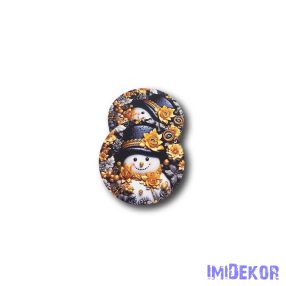 Kerek karácsonyi 5cm 5db/csomag - Fekete-arany hóember