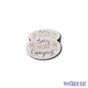  Kis ovális 5db/csomag 4x6cm - Békés Boldog Karácsonyt fehér