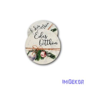   Kerek karácsonyi 7cm 5db/csomag - Édes Otthon fehér márvány