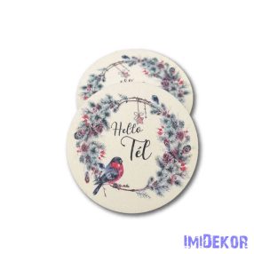 Kerek karácsonyi 7cm 5db/csomag - Hello tél madaras