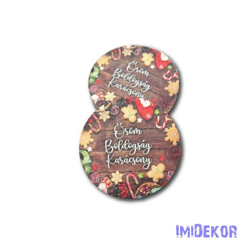 Kerek karácsonyi 7cm 5db/csomag - Öröm, boldogság, karácsony