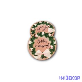   Kerek karácsonyi 7cm 5db/csomag - Boldog karácsonyt rosegold díszes