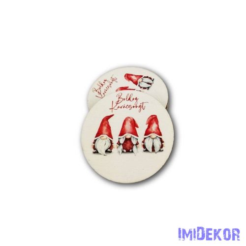 Kerek karácsonyi 7cm 5db/csomag - Három manó