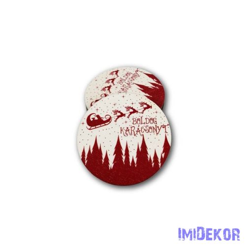 Kerek karácsonyi 7cm 5db/csomag - Szánhúzó fehér