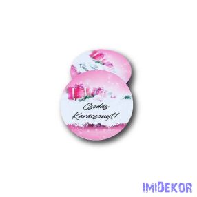   Kerek karácsonyi 7cm 5db/csomag - Csodás Karácsonyt - pink