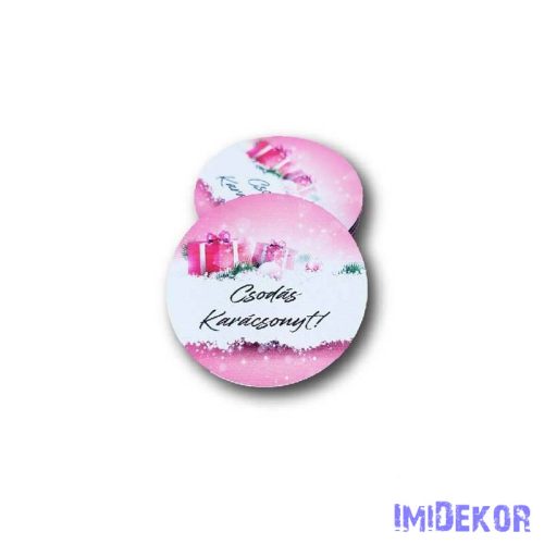 Kerek karácsonyi 7cm 5db/csomag - Csodás Karácsonyt - pink