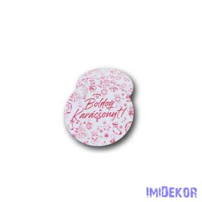   Kerek karácsonyi 7cm 5db/csomag - Boldog Karácsonyt motívumos