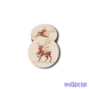 Kerek karácsonyi 7cm 5db/csomag - Barna szarvas