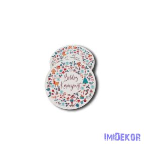 Kerek karácsonyi 7cm 5db/csomag - Motívumos koszorú