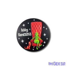 Kerek karácsonyi 13cm - Grincs fotelben