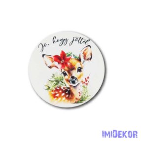 Kerek karácsonyi 13cm - Díszes őzike