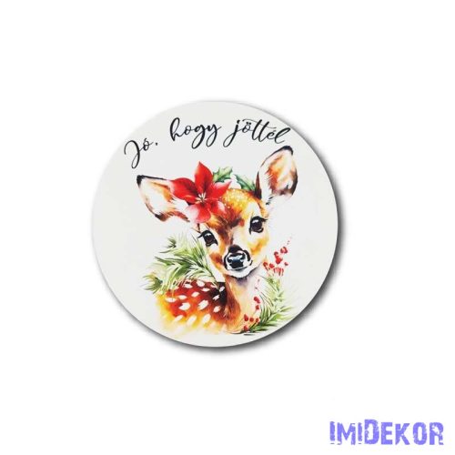 Kerek karácsonyi 13cm - Díszes őzike