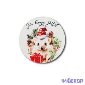 Kerek karácsonyi 13cm - Mikulás sapis süni