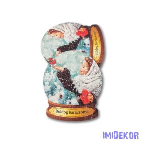 Hógömb 5db/csomag 8,5x7cm - Kislány madárral