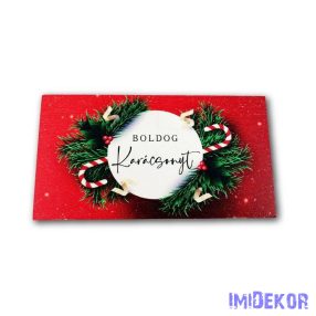 Nagy téglalap 14x7,5cm - Piros Karácsonyi üdvözlő