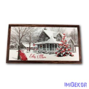 Nagy téglalap 14x7,5cm - Édes Otthon Téli Képkeret