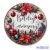 Karácsonyi kör tábla 20cm - Díszgömbös virágos - Boldog Karácsonyt