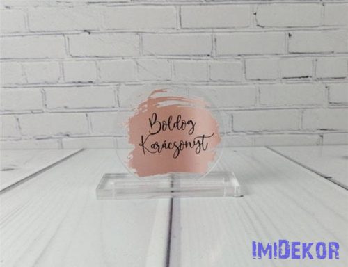 Karácsonyi kör plexi 5cm 3db/csomag - Bézs gömbbel