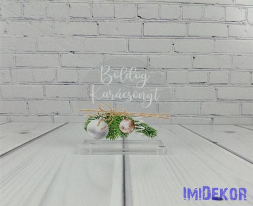 Karácsonyi kör plexi 5cm 3db/csomag - Bézs gömbbel
