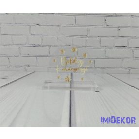 Karácsonyi kör plexi 5cm 3db/csomag - Arany Hópihés