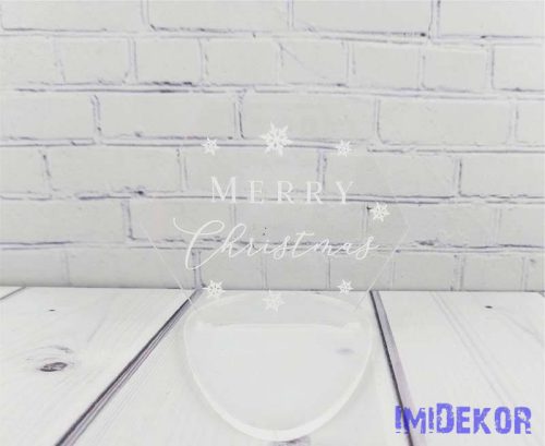 Karácsonyi sokszög plexi 3db/csomag 6,5x7,5cm - Merry Christmas