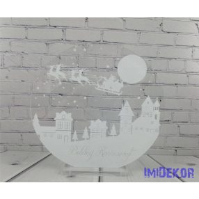 Karácsonyi kör plexi 13cm - Fehér téli táj