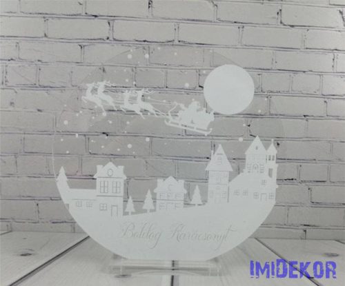 Karácsonyi kör plexi 13cm - Fehér téli táj