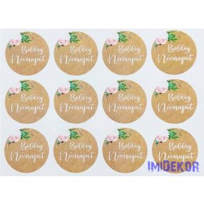 Boldog névnapot matrica 24db/A4 lap - Fa hatású