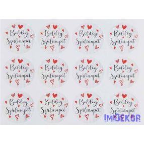 Boldog szülinapot matrica 24db/A4 lap - Sok szivecskés
