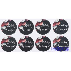 Boldog névnapot matrica 24db/A4 lap - Fekete