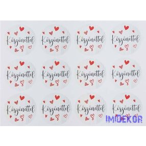 Köszönettel matrica 24db/A4 lap - Sok szivecskés