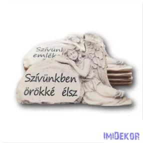   Kőtáblára boruló angyal 3,5x6cm - Szívünkben örökké élsz