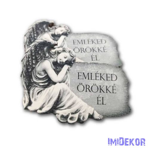 Kőtáblára borult angyalka 6,5x8cm - Emléked örökké él