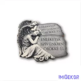   Kőtáblára borult angyalka 6,5x8cm - Emléketek szívünkben örökké él