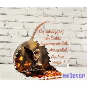 Vastag szív alakú plexi 10x10cm - Angyal
