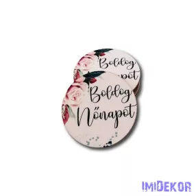   Boldog nőnapot kör alakú virágos fa 5cm 5db/csomag - Rózsaszín