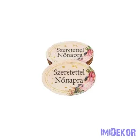 Kis ovális fa 4x6cm 5db/csomag - Szeretettel Nőnapra
