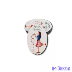   Kis ovális fa 4x6cm 5db/csomag - Boldog nőnapot lány 8-as számmal
