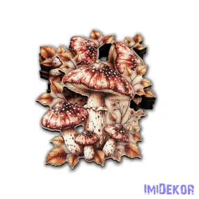 Gombák levelekkel 6,7x6,6cm 5db/csomag