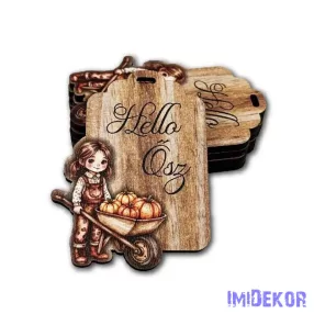   Cikornyás fa biléta - KISLÁNY hello ősz 3,7x6,9cm 5db/csomag