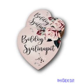 Boldog Szülinapot duci szív 5 cm - Púder