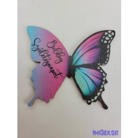 Szülinapos pillangó tábla 6,5x7,5cm - Átmenetes lila