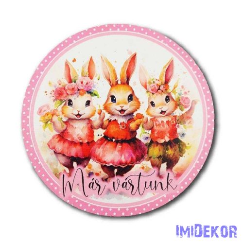 3 Rózsaszín nyuszi - Már vártunk kör 13cm