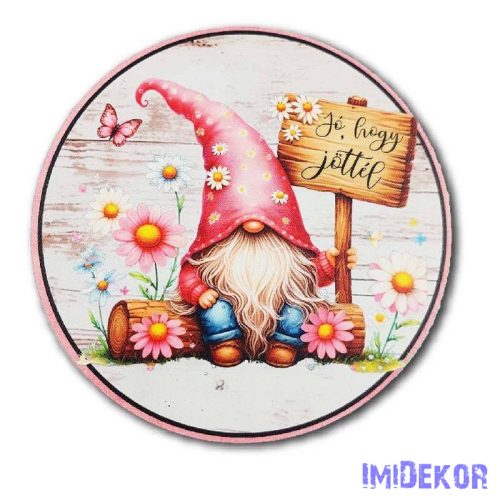 Rózsaszín manó - Jó, hogy jöttél kör 13cm