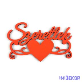   Szeretlek festett fa felirat szívvel 5,5x9cm 5db/csomag - Piros